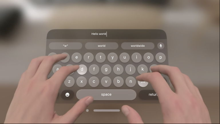 El teclado virtual de las Apple Vision Pro es un claro reflejo de la inmensa magia del dispositivo